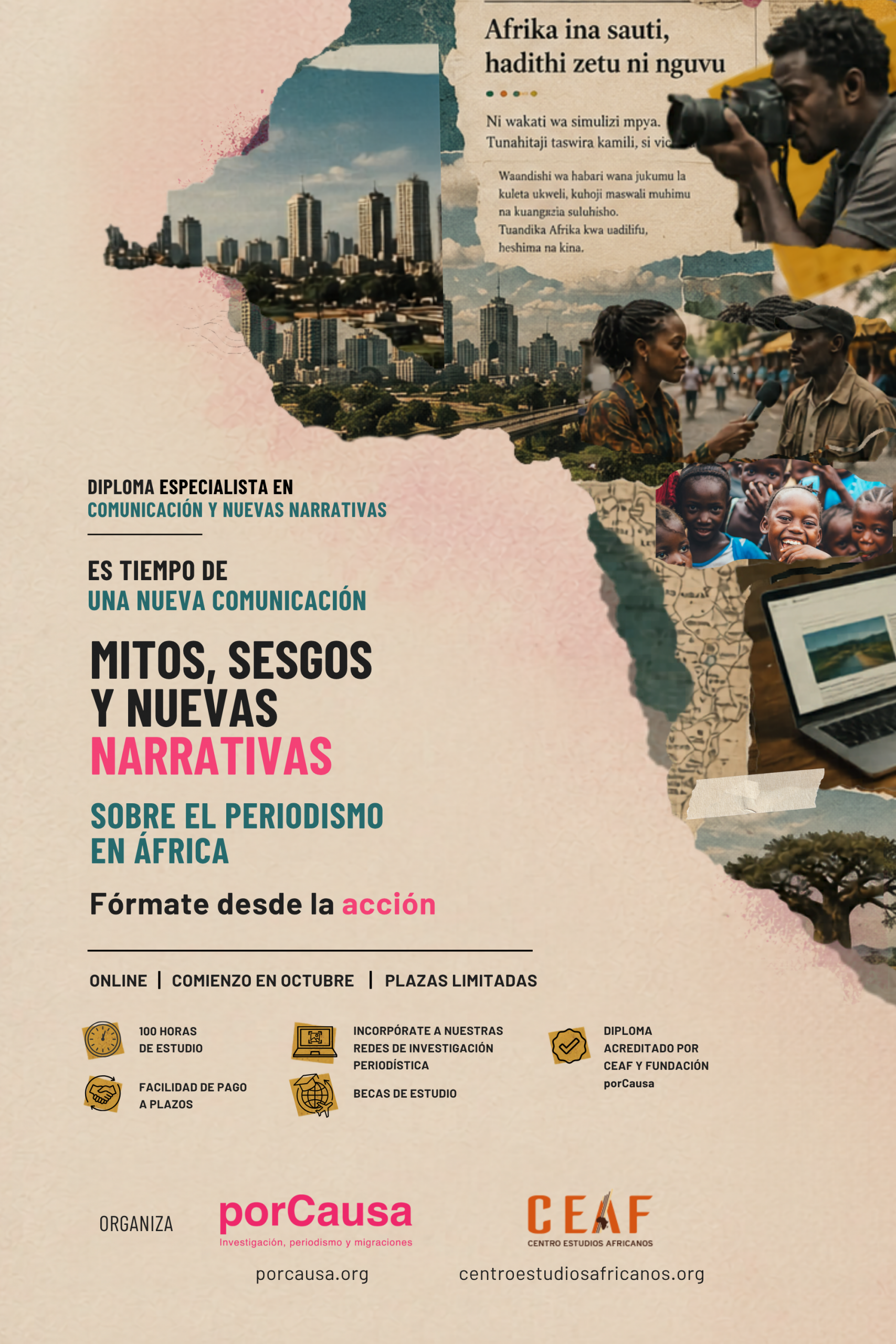 Cartel oficial del curso Periodismo en África